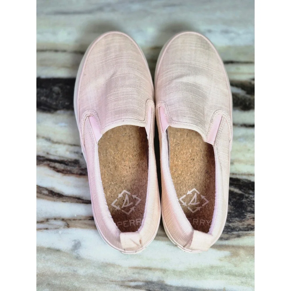 Sperry Crest Light Pink Slip On Sneakers  Womens 7 Comfort Beach Coastal Preppy